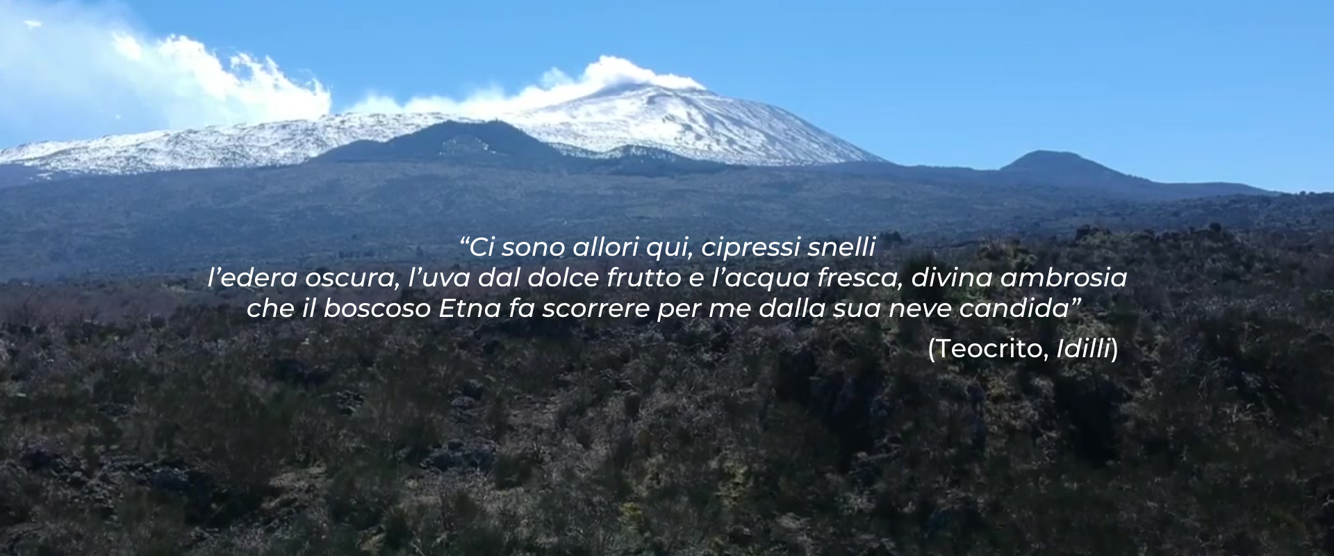vista sull'Etna con citazione degli Idilli di Teocrito
